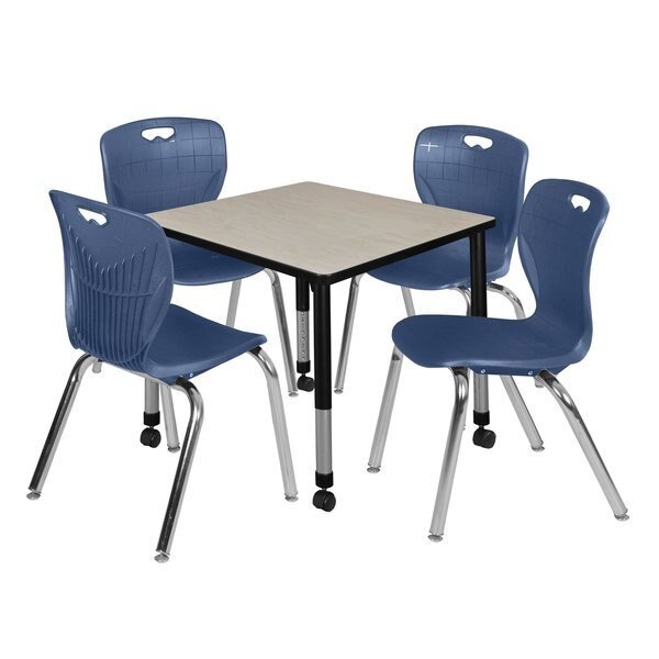 Tables > Height Adjustable > Square Mobile Table & Chair Sets, 30 X 30 X 23-34, REGENCY, Mfr# TB3030PLAPCBK40NV